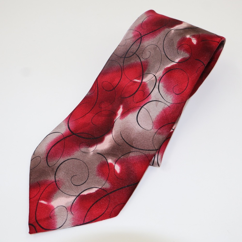 J. Garcia Silk Tie Mens‎ One Size Red Grey Dawn at the Ritz Collection 43 LE